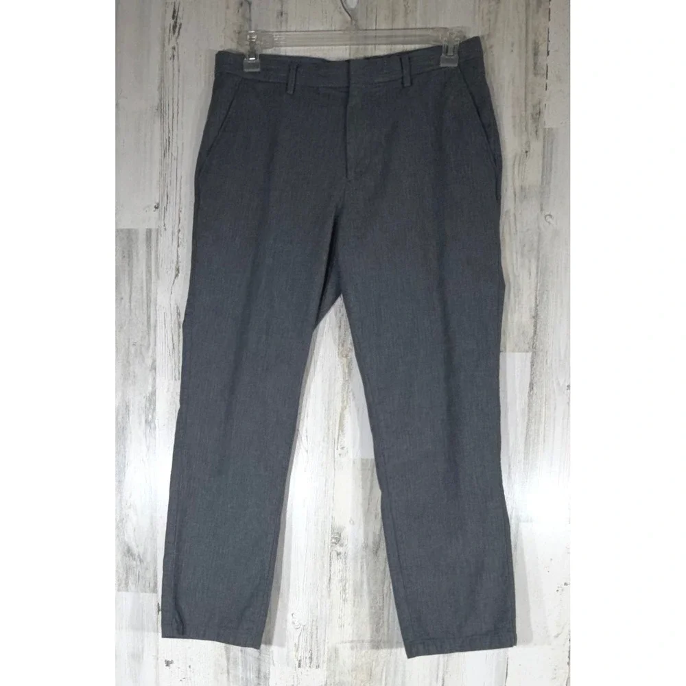 Banana Republic Kentfield Chino Pants 33 (34x28) Gray Herringbone 100% Cotton